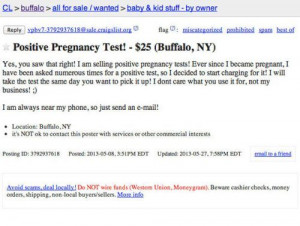 Women Sell Positive Pregnancy Tests On Craig’s List