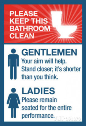 Clean Bathrooms Ladies Gentlemen Sign Art Print Poster Poster
