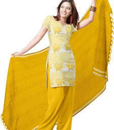 Buy Traditional Yellow Cotton Unstitched Regular Cotton Dress