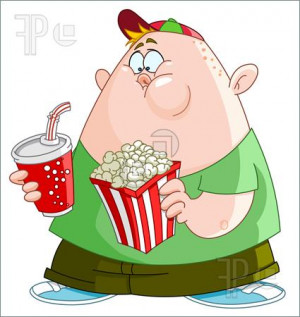 ... of Kid With Popcorn And Soda -- Fat kid with popcorn and soda