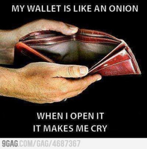 My Wallet is like an onion . When I open it makes me cry
