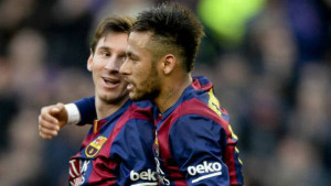 Best friends on and off the pitch, Neymar embraces Messi after the duo ...
