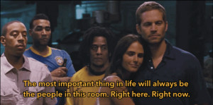 ... with a touching speech from Vin Diesel about the importance of family