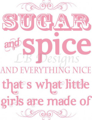Sugar and Spice-Pink and White Girl's Nursery Quote Print - 8x10