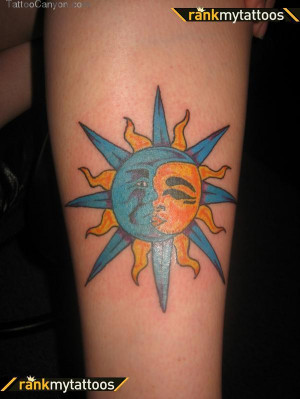 Celestial Sun and Moon Tattoo Design