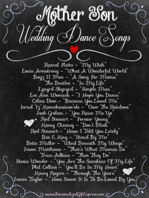 Top 20 Mother/Son Dance Wedding Songs
