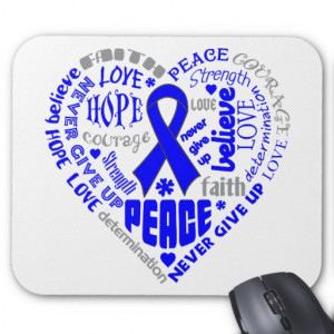 Colon Cancer Awareness Heart Words Mouse Pad