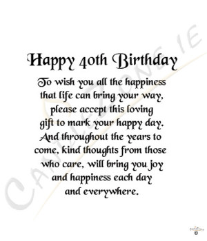 Happy 40th Birthday 8x6 Verse Photo Frame Product Code: 872688