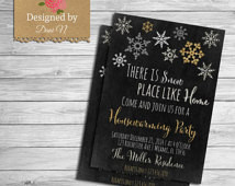 Winter housewarming invitation, new house party, home sweet home ...