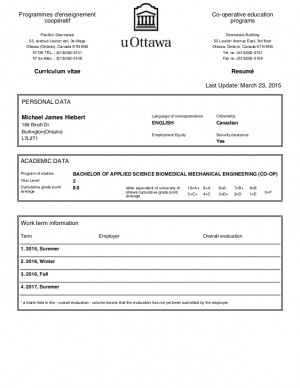 Micheal Hiebert Co-op Student Resume