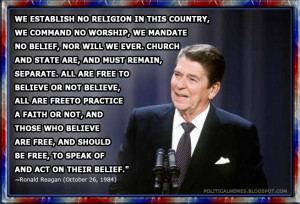 Ronald Reagan: We Establish No Religion Quote
