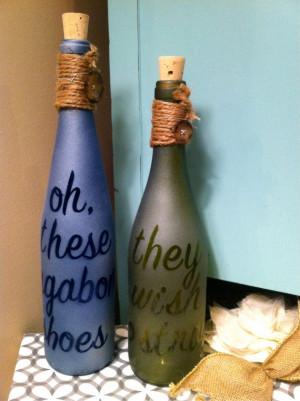 Frosted Wine Bottles with Traveling Quote, 
