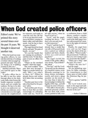 Police Officer Quotes And Poems When god created police