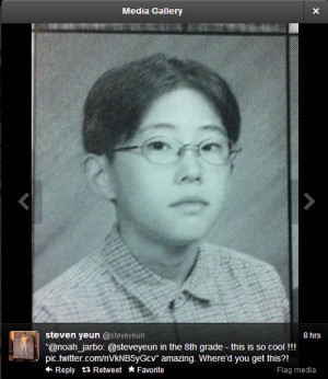 Steven Yeun in middle school! What a cute, future zombie killing nerd ...