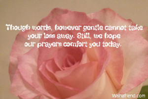 Though words, however gentle cannot take your loss away. Still, we ...
