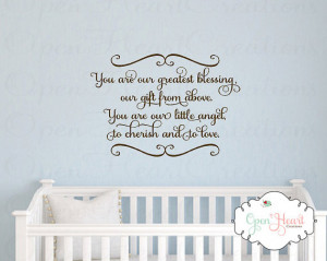 ... Blessing A Gift From Above - Twin Vinyl Wall Quote Saying Lettering