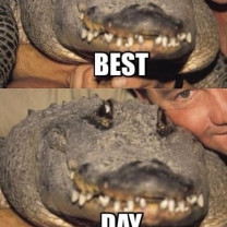 Happy Crocodile In The Arms Of Steve Irwin As They Take a Selfie