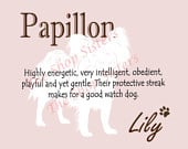 Papillon Print Dog Choose Breed Personalize Silhouette 8 x 10 Print Wa ...