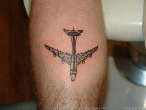 Space needle airplane tattoo