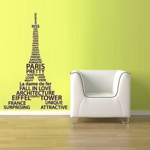 ... Decals Eiffel Tower Decal Paris France Words Quote Sign Z1077 | eBay