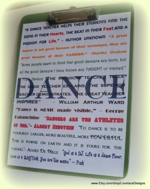 Thank You Quotes For Dance Teachers Personalized dance-themed