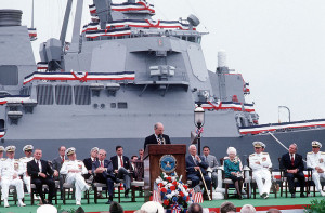 ... the commissioning ceremony for the USS Arleigh Burke , 4 July 1991