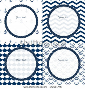 blue-and-white-travel-round-frames-set-on-chevron-scalloped-and-anchor ...