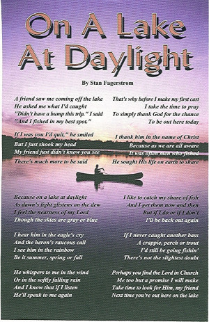 Stan’s poem, On A Lake At Daylight. Courtesy of Stan Fagerstrom.