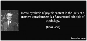 Mental synthesis of psychic content in the unity of a moment ...