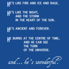 Doctor Who Demons Run poem - white and TARDIS blue by julieinkc Follow