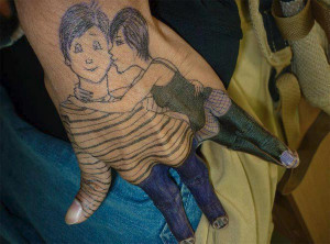 Cute Couple Creatively Drawn on Hand