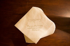 Love quotes on Wedding cocktail napkins