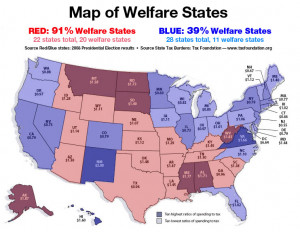 WHOPPING 91% OF RED STATES ARE WELFARE STATES!!!!