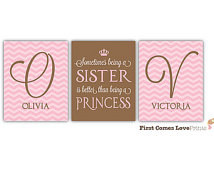 Pink and Brown Sister Bedroom Art - Chevron - Sometimes Being a Sister ...