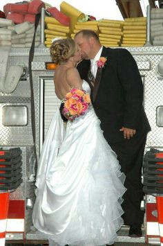 Firefighter wedding photo by Cathy Millard