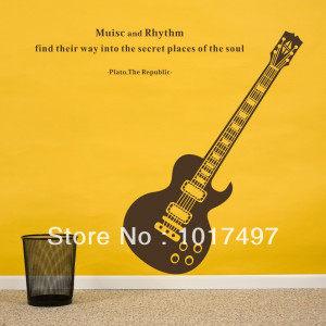 Free shipping Fashion Guitar Music Removable Wall Stickers Art quote ...