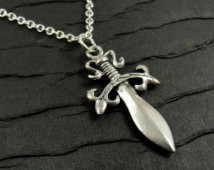 Medieval Dagger Necklace, Silver Da gger Sword Charm on a Silver Cable ...