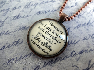 ... Book Quote Necklace - Book Jewelry or Keychain Glass Antique Copper