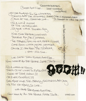 Hand-written David Lee Roth lyrics to Van Halen’s ‘Blood and Fire ...