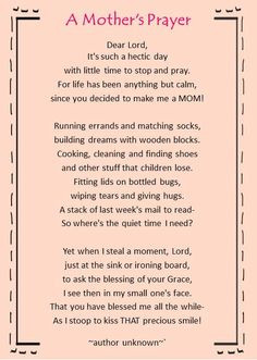 Morning quote | Poem | A mother's prayer | It's such a hectic day ...