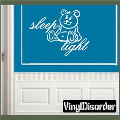 Sleep tight teddy bear Child Teen Vinyl Wall Decal Mural Quotes ...