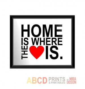 Quote print Home is where the heart is