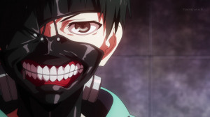 Kaneki puts on his mask for the first time.