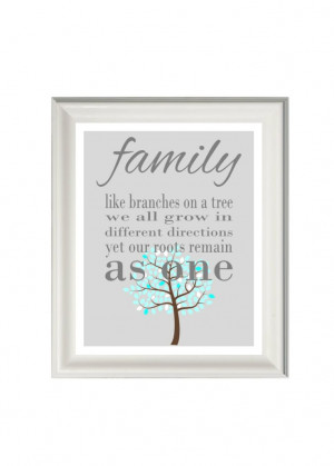 Family art print- family quote- family wall art- tree art print- grey ...