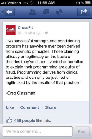 Recently Crossfit HQ posted a quote from Gregg‘Coach’ Glassman