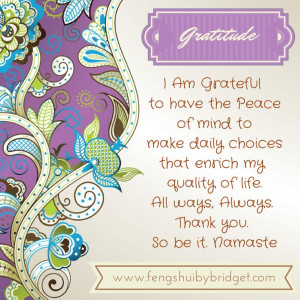 Am Grateful to have the Peace of mind to make daily choices that ...