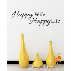 Happy Wife Life Vinyl Wall Quotes Family Lettering Home Art picture