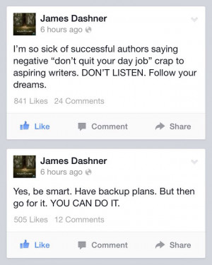 Inspirational words from James Dashner, author of the Maze Runner ...