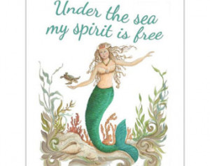 digital printable, mermaid decor, beach decor, mermaid quote, mermaid ...