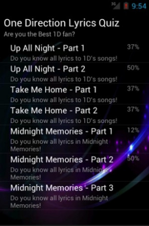 View bigger - One Direction Lyrics 1D Quiz for Android screenshot